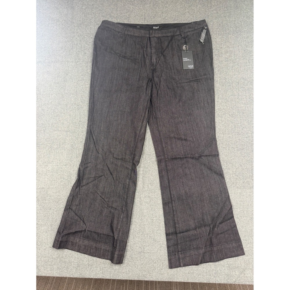 ana Trouser Jeans Womens 20W Blackrinse Dark Wash Wide Leg Stretch Denim New